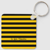 Schattigee Grappige Liefde Quote Bumble Bee Stripe Sleutelhanger (Achterkant)