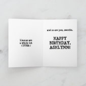 Schattigee Grappige Llama Humor Verjaardag Kaart (Binnen)