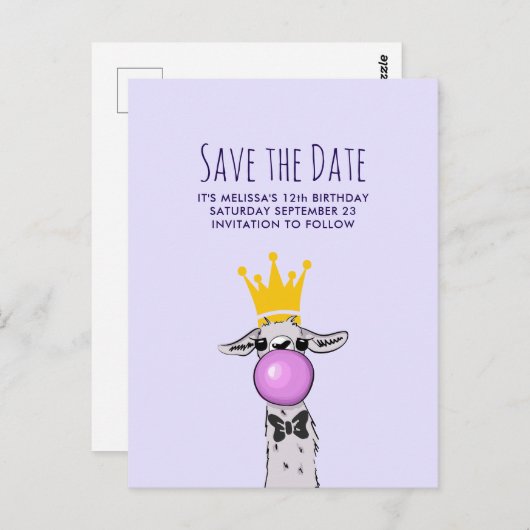 Schattigee Grappige Llama Illustratie Partij Opsla Briefkaart (Voorkant / Achterkant)