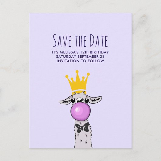 Schattigee Grappige Llama Illustratie Partij Opsla Briefkaart (Voorkant)