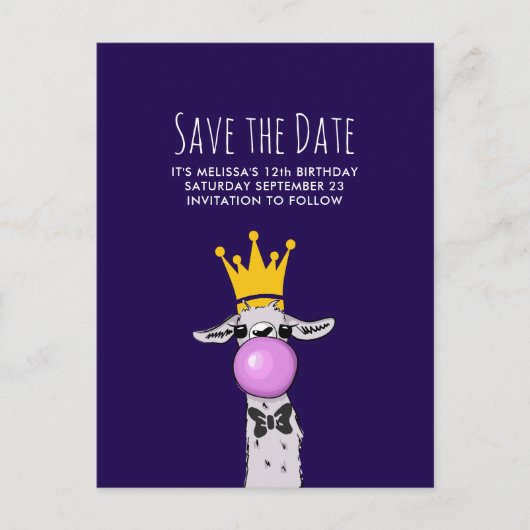 Schattigee Grappige Llama Illustratie Partij Opsla Briefkaart (Voorkant)