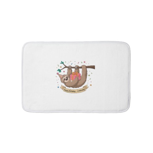 Schattigee Grappige Luiaard Gelukkige Verjaardag Badmat (Voorkant)