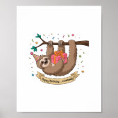 Schattigee Grappige Luiaard Gelukkige Verjaardag Poster (Voorkant)