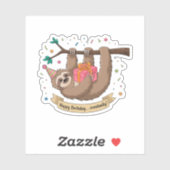 Schattigee Grappige Luiaard Gelukkige Verjaardag Sticker (Vel)