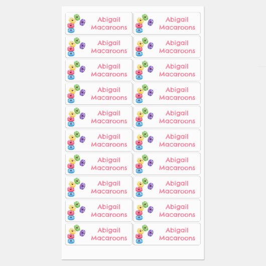 Schattigee grappige macarons cartoon gepersonalise labels (Vel)