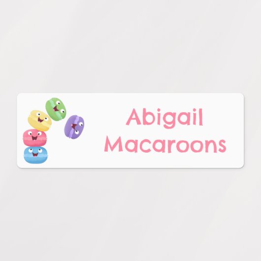 Schattigee grappige macarons cartoon gepersonalise labels (Design 2)