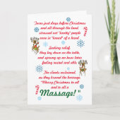 Schattigee Grappige Massage Therapie Kerstvakantie Feestdagen Kaart (Voorkant)