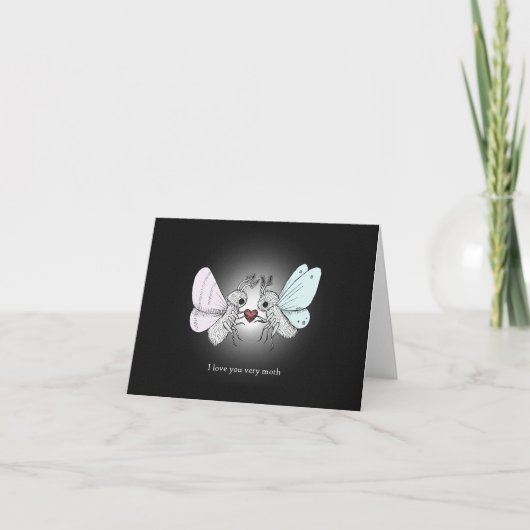 Schattigee Grappige Moth Whimsical Gothic liefde J Kaart (Voorkant)