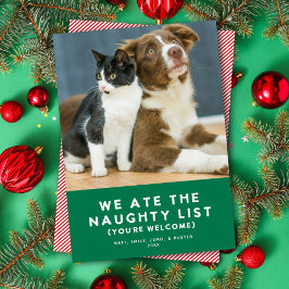 Schattigee Grappige Naughty List Pet Photo Christm Feestdagenkaart
