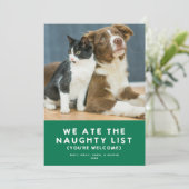 Schattigee Grappige Naughty List Pet Photo Christm Feestdagenkaart (Staand voorkant)