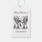 Schattigee grappige notenkrakers kerst gepersonali cadeaulabel (Voorkant)