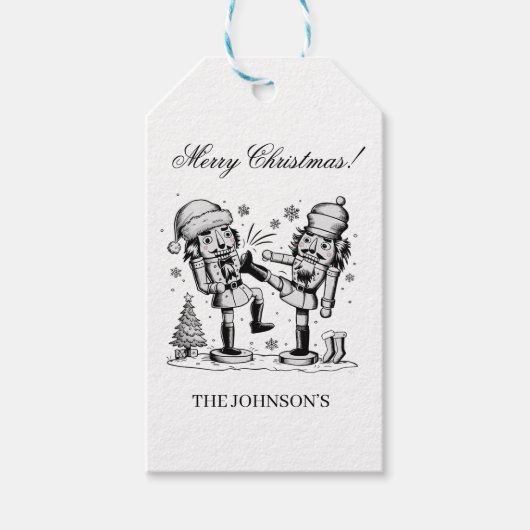 Schattigee grappige notenkrakers kerst gepersonali cadeaulabel (Voorkant)