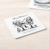 Schattigee grappige notenkrakers kerst gepersonali kartonnen onderzetters (Schuin)