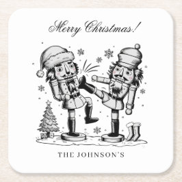 Schattigee grappige notenkrakers kerst gepersonali kartonnen onderzetters