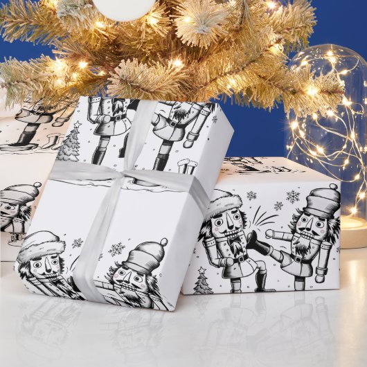 Schattigee grappige notenkrakers kerstversiering cadeaupapier (Feestdagen)