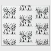 Schattigee grappige notenkrakers kerstversiering cadeaupapier (Vlak)