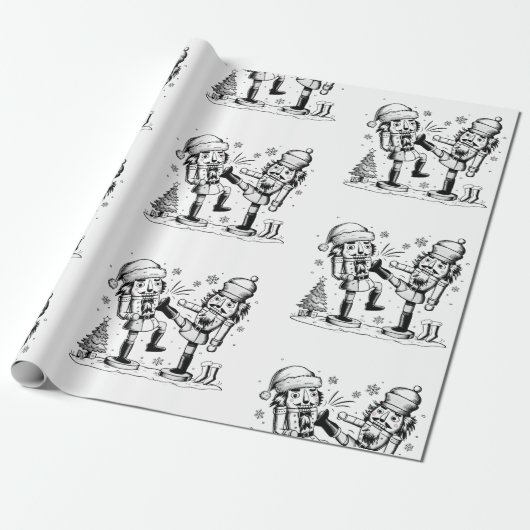 Schattigee grappige notenkrakers kerstversiering cadeaupapier (Uitgerold)