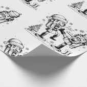 Schattigee grappige notenkrakers kerstversiering cadeaupapier (Hoek)