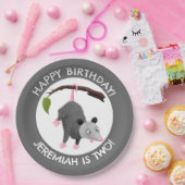 Schattigee grappige opossum gepersonaliseerde cart papieren bordje (Feest)