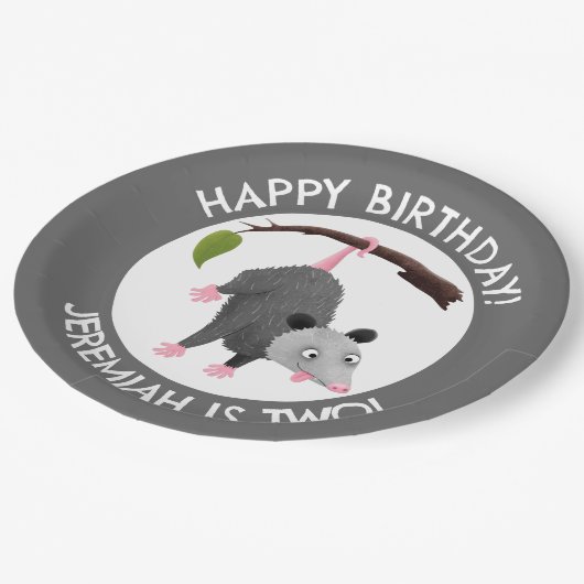 Schattigee grappige opossum gepersonaliseerde cart papieren bordje (Gekanteld)