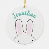 Schattigee grappige Peeking Bunny cartoon geperson Keramisch Ornament (Voorkant)