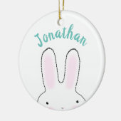 Schattigee grappige Peeking Bunny cartoon geperson Keramisch Ornament (Links)