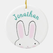 Schattigee grappige Peeking Bunny cartoon geperson Keramisch Ornament (Achterkant)