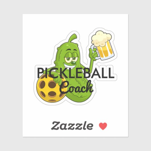 Schattigee Grappige Pickleball Coach Custom Sticker (Vel)