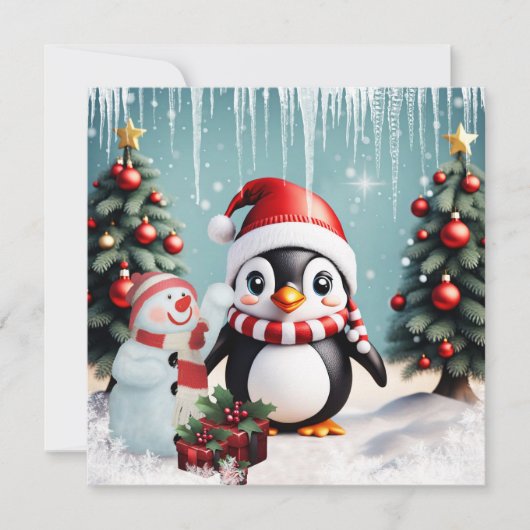 Schattigee grappige pinguïn. feestdagenkaart (Voorkant)