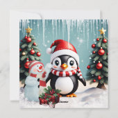 Schattigee grappige pinguïn. feestdagenkaart (Achterkant)