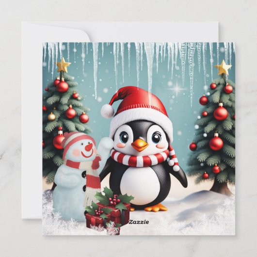 Schattigee grappige pinguïn. feestdagenkaart (Achterkant)