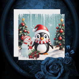 Schattigee grappige pinguïn. feestdagenkaart