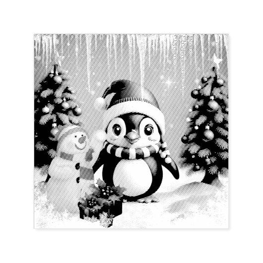 Schattigee grappige pinguïn.  zelfinktende stempel (Design)
