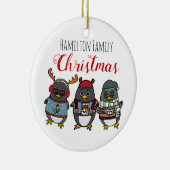 Schattigee Grappige Pinguïns | Aangepaste Familie Keramisch Ornament (Rechts)