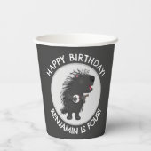 Schattigee grappige porcupine gepersonaliseerde ve papieren bekers (Achterkant)