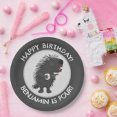 Schattigee grappige porcupine gepersonaliseerde ve papieren bordje (Feest)