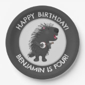 Schattigee grappige porcupine gepersonaliseerde ve papieren bordje (Voorkant)