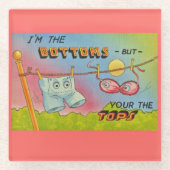 Schattigee Grappige Praten Ondergoed Hangende Kled Glazen Onderzetter (Voorkant)