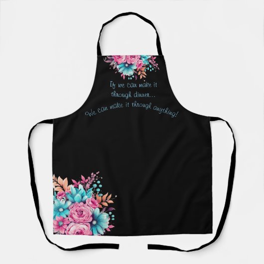 Schattigee Grappige Quote Roze & Blauwgroen Waterv Schort (Voorkant)