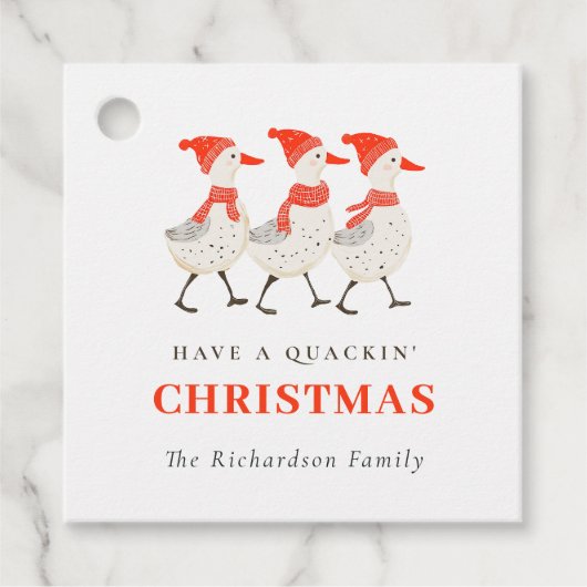 Schattigee Grappige Rode Winter Knetterende Kerst  Bedankjes Labels (Voorkant)