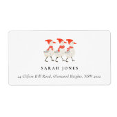 Schattigee Grappige Rode Winter Knetterende Kerst  Etiket (Voorkant)