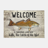 Schattigee Grappige Roodbaars Welkom Gevist Quote Deurmat (Voorkant)