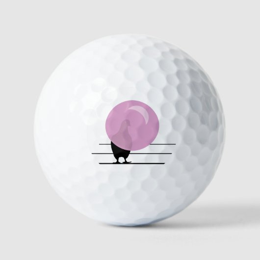Schattigee Grappige Roze Bubble Gum Bird Op Een Dr Golfballen (Voorkant)