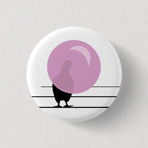 Schattigee Grappige Roze Bubble Gum Bird Op Een Dr Ronde Button 3,2 Cm