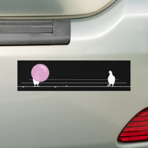 Schattigee Grappige Roze Bubble Gum Birds Op Een D Bumpersticker