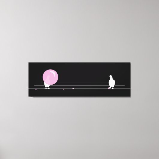 Schattigee Grappige Roze Bubble Gum Birds Op Een D Canvas Afdruk (Voorkant)