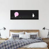 Schattigee Grappige Roze Bubble Gum Birds Op Een D Canvas Afdruk (Insitu (Slaapkamer))
