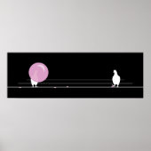 Schattigee Grappige Roze Bubble Gum Birds Op Een D Poster (Voorkant)