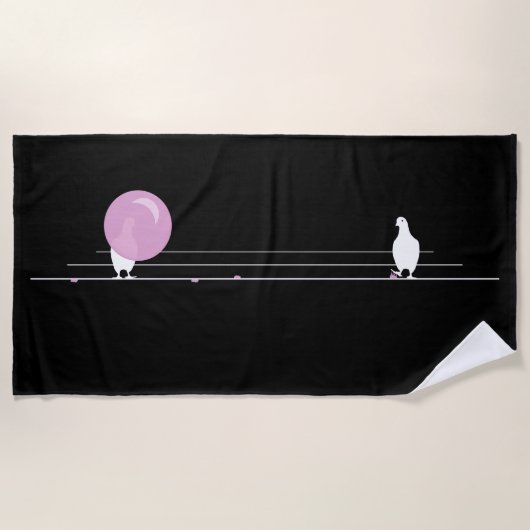 Schattigee Grappige Roze Bubble Gum Birds Op Een D Strandlaken (Voorkant)