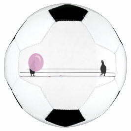 Schattigee Grappige Roze Bubble Gum Vogels Op Een  Voetbal